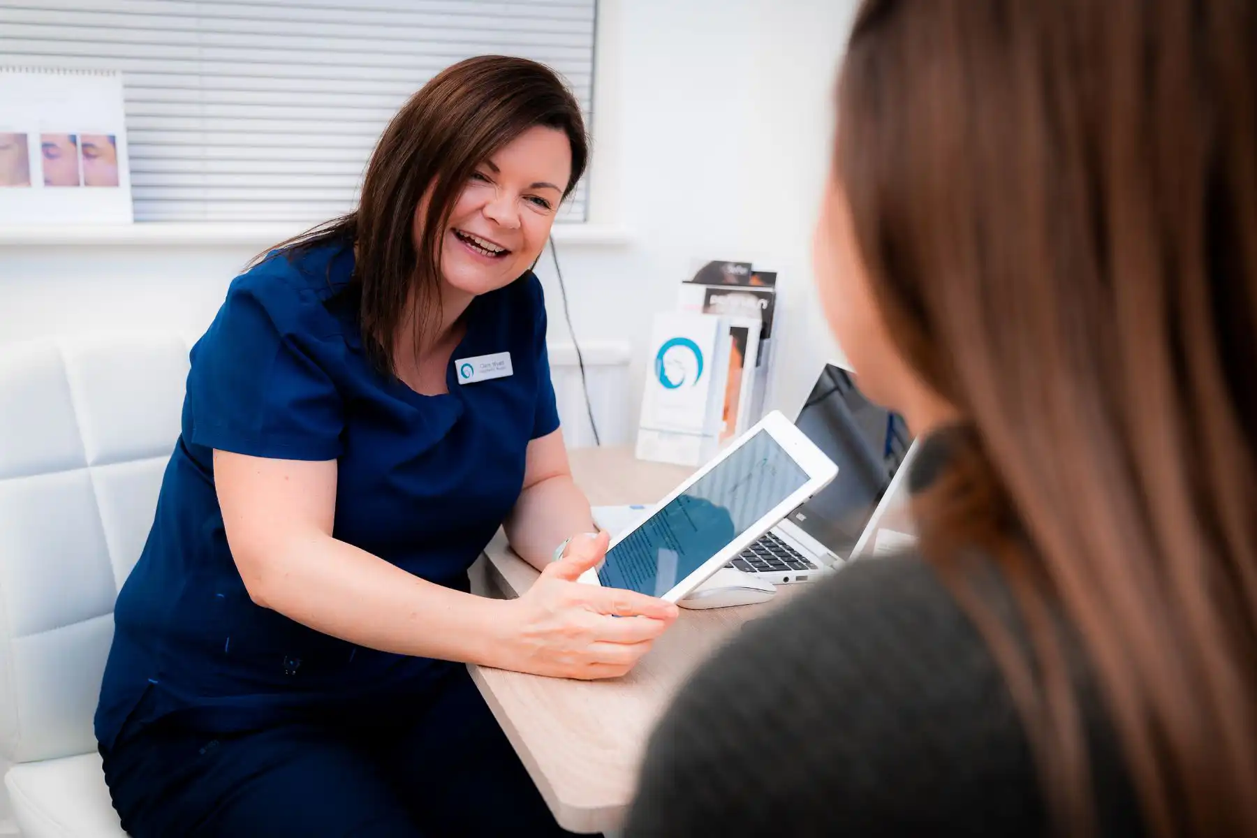 Nurse Clare Wyatt performing a consultation at Freyja Medical Anti-Wrinkle Injections / Regulated Botox in Wrexham and Nantwich